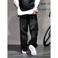 thumbnail image 2 of Reppunk Men's Ripped Distressed Loose Fit Comfortable Straight Fit Jeans Streetwear Menswear Plain Solid Color Denim Pants Trousers  Casual Stylish Casual Stylish, 2 of 7