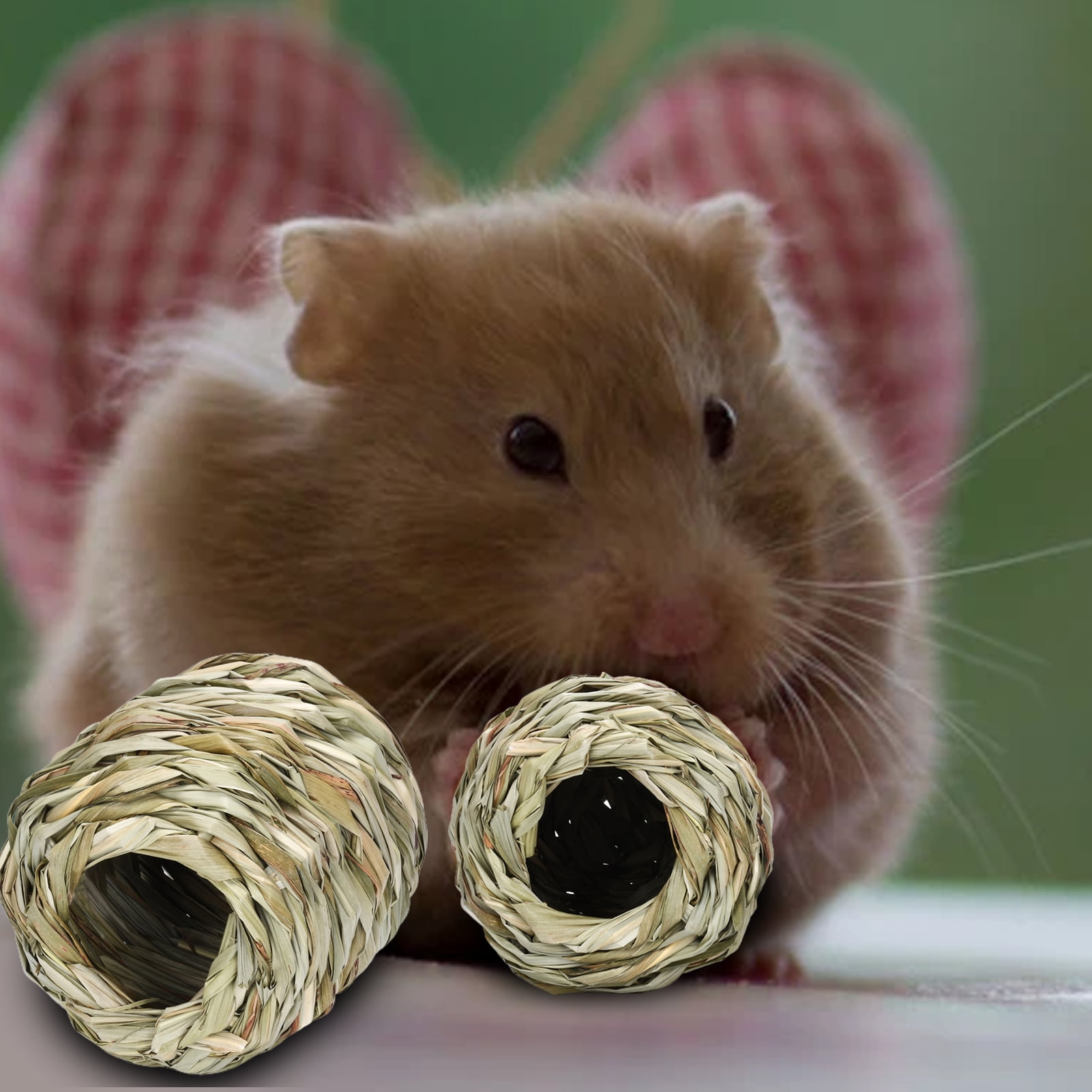 DOPI Hamster Nest Tunnel Shape Grinding Teeth Grass Woven Small Animal Bunny Hut Toy Pet Supplies