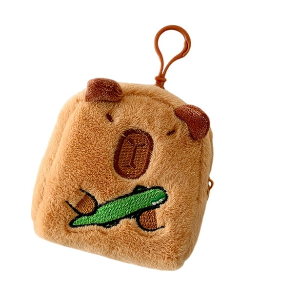 Huhudde Plush Change Purse Lovely Capybara Coin Pouches Coin Purse Bag Charm Earphone Pouches Cartoon Animal Storage Bag