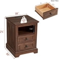 thumbnail image 6 of Vecenuy Nightstand Set of 2 with Charging Station, Side Table with Open Storage & 2 Drawers, 18" Retro Bedside, End for Bedroom Living Room, Brown, 6 of 9