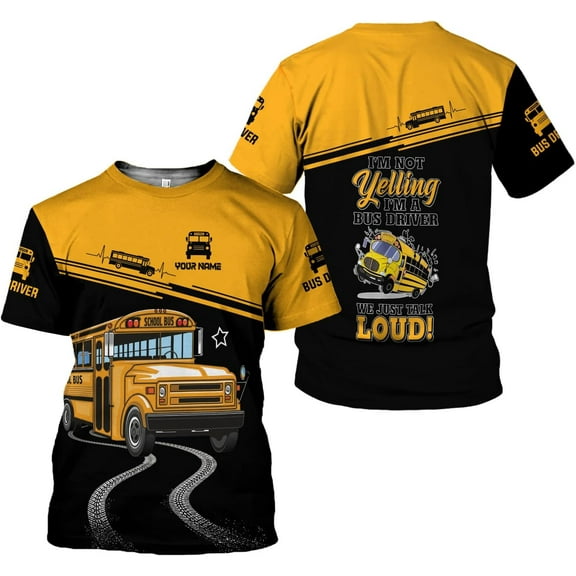 Personalized School Bus Driver Shirt - Custom Yellow Bus Driver 3D Hoodie for Men and Women (T-shirt, S)