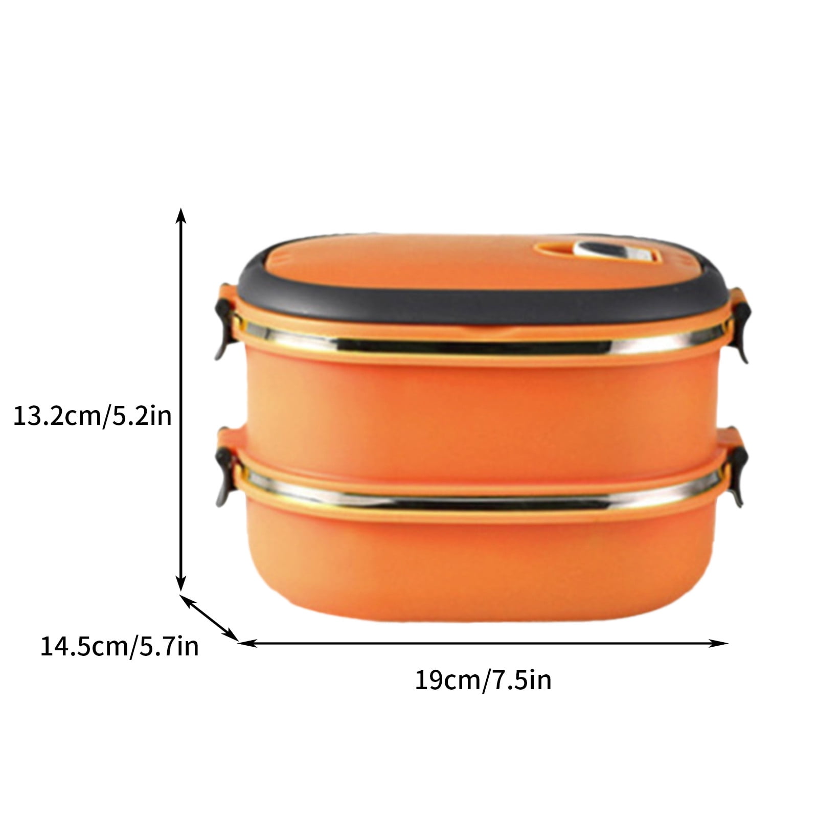 Zzbeans Insulated Lunch Box, Rectangular Microwaveable Food Container, Leakproof Student Lunch Box with Removable Partition for Office Portable Meal Storage, Orange