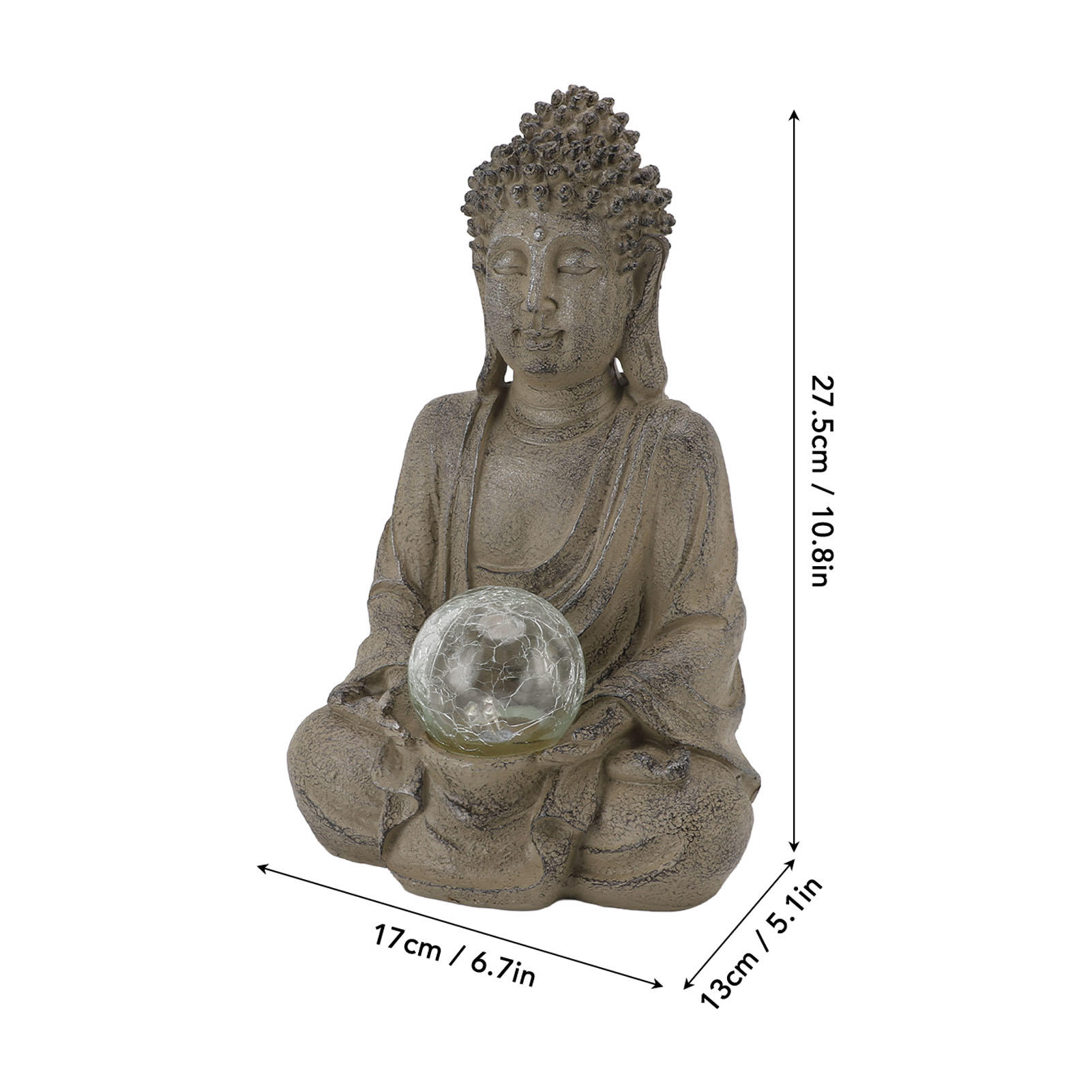 BIMZUC Resin Buddha Statue with Built‑In LED Lamp – Outdoor Garden & Indoor Décor, 8.3”×12.2”×7.1”, Weather‑Resistant, Illuminating Meditation Sculpture