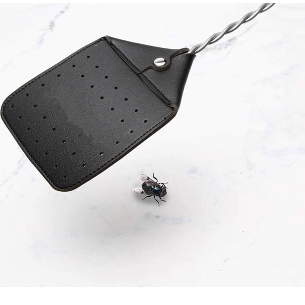 Matamoscas De Cuero PU Matamoscas De Cuero PU 20.4in Matamoscas De Servicio Pesado Con Mango De Hierro Duradero Matamoscas Extendido Para El Hogar Al Aire Libre ANGGREK Household Mosquito Swatter