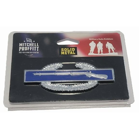 U.S. Army Combat Infantry Silver Metal Auto Emblem 1.25 inches X 4.5 inches (Officially Licensed Product)