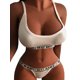 thumbnail image 1 of TRKIYQC Conjunto de lencería para mujer Estampado de letras Sin mangas Sling Low Cut Bra Tops + Tanga suave y elástica Conjunto de lencería para el hogar TRKIYQC moda, 1 of 5
