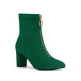 thumbnail image 1 of Unique Bargains Bottines à Talon Bloc à Bout Carré en Faux Suède pour Femmes avec Fermeture Éclair Frontale, 1 of 7