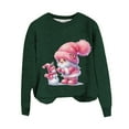 thumbnail image 4 of HOWPAY Chandails de Noël pour Femmes Style Noël Imprimé Blouse Décontractée Col Rond Manches Longues Chandail Confortable Ample Léger Tenues d'Automne Vert Foncé m, 4 of 4