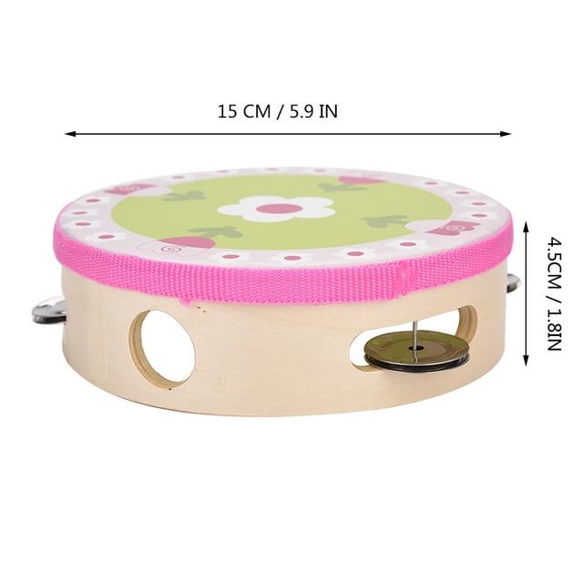 Pandereta de madera de 15 cm, pandereta de mano, pandereta de mano, pandereta de madera, artesanía superior