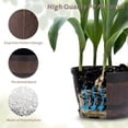 thumbnail image 6 of VECELO 3 Pack (9"/11.3"/13") Plant Pots, Whiskey Barrel Planters with Drainage Holes & Saucer, Plastic Imitation Wine Barrel Decoration Flower Pots, for Indoor & Outdoor Garden Home Plants, Brown, 6 of 10