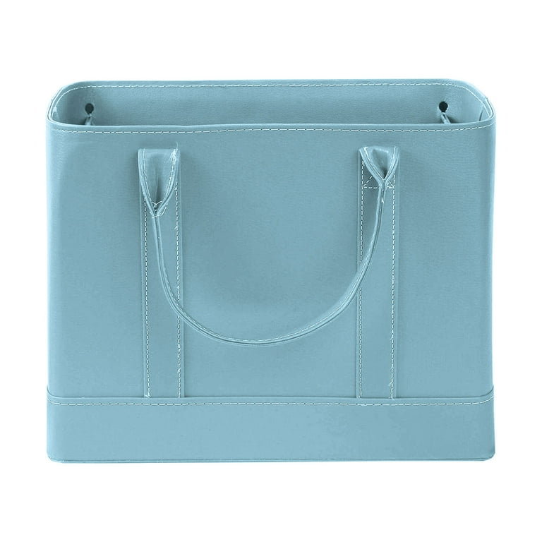 Home District Faux Leather Letter Size File Organizer Tote Blue