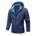 thumbnail image 1 of WRKEKC Men's Windproof Hardshell Jacket Long Sleeve Hooded, Breathable Outdoor Solid Color Coat for All Weather Activities Blue XS, 1 of 8