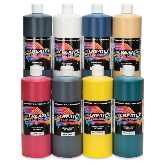 Createx Acrylic Paints - Set of 8, Assorted Colors, Quarts