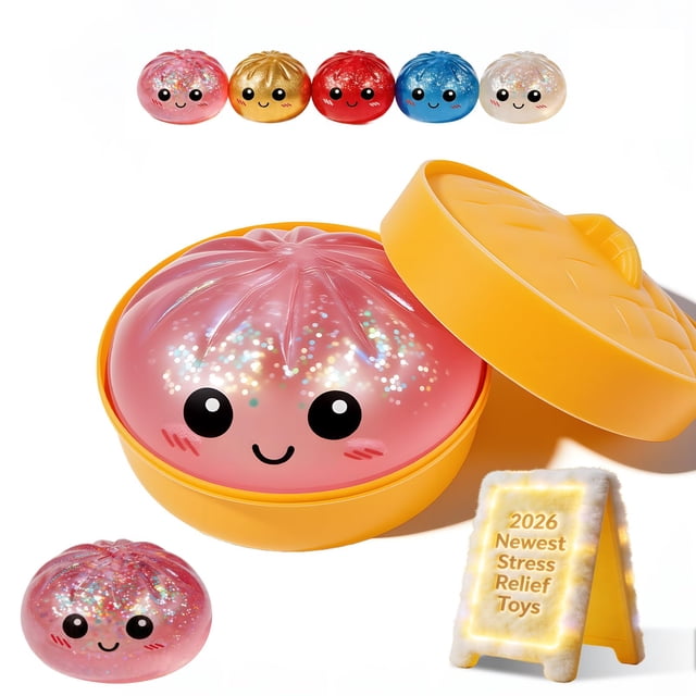 Juguete antiestrés squishy HNRF Dumpling con glitter 10 x 10 x 5 cm