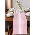 thumbnail image 4 of ERUNPONLY Pink White Stripe Table Runner - 72 Inch Long Modern Rustic Vertical Striped Cotton and Linen Blended Dress Scarves Farmhouse Table Runner for Kitchen Dining, Coffee Table, 16"x72", 4 of 8