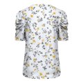 thumbnail image 4 of Puff Short Sleeve Blouse for Womens V Neck T Shirt Flower Printed Tops Loose Fitted Tees Dressy Casual Summer Tshirt Outdoor Sets Beach Travel Vacation Clothes, 4 of 5