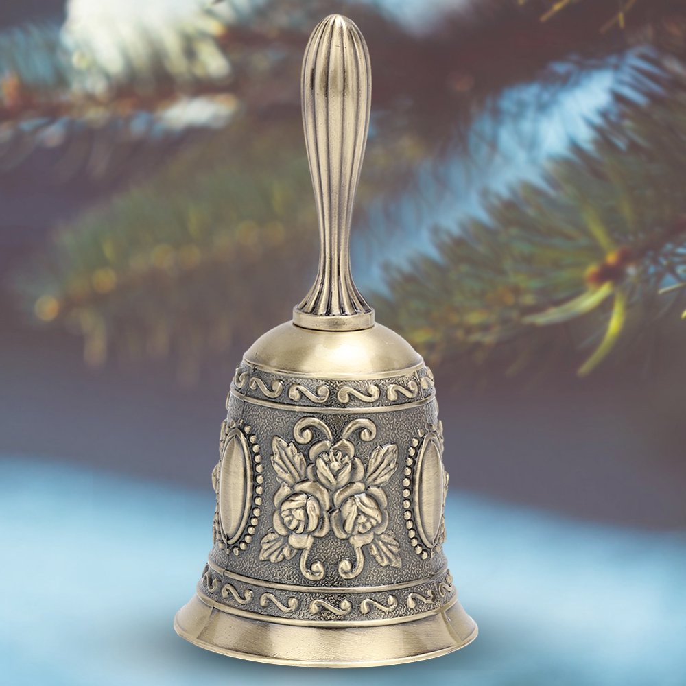 LYUMO Zinc Alloy Rose Pattern Dinner Hotel Calls Handbell Hand Bell