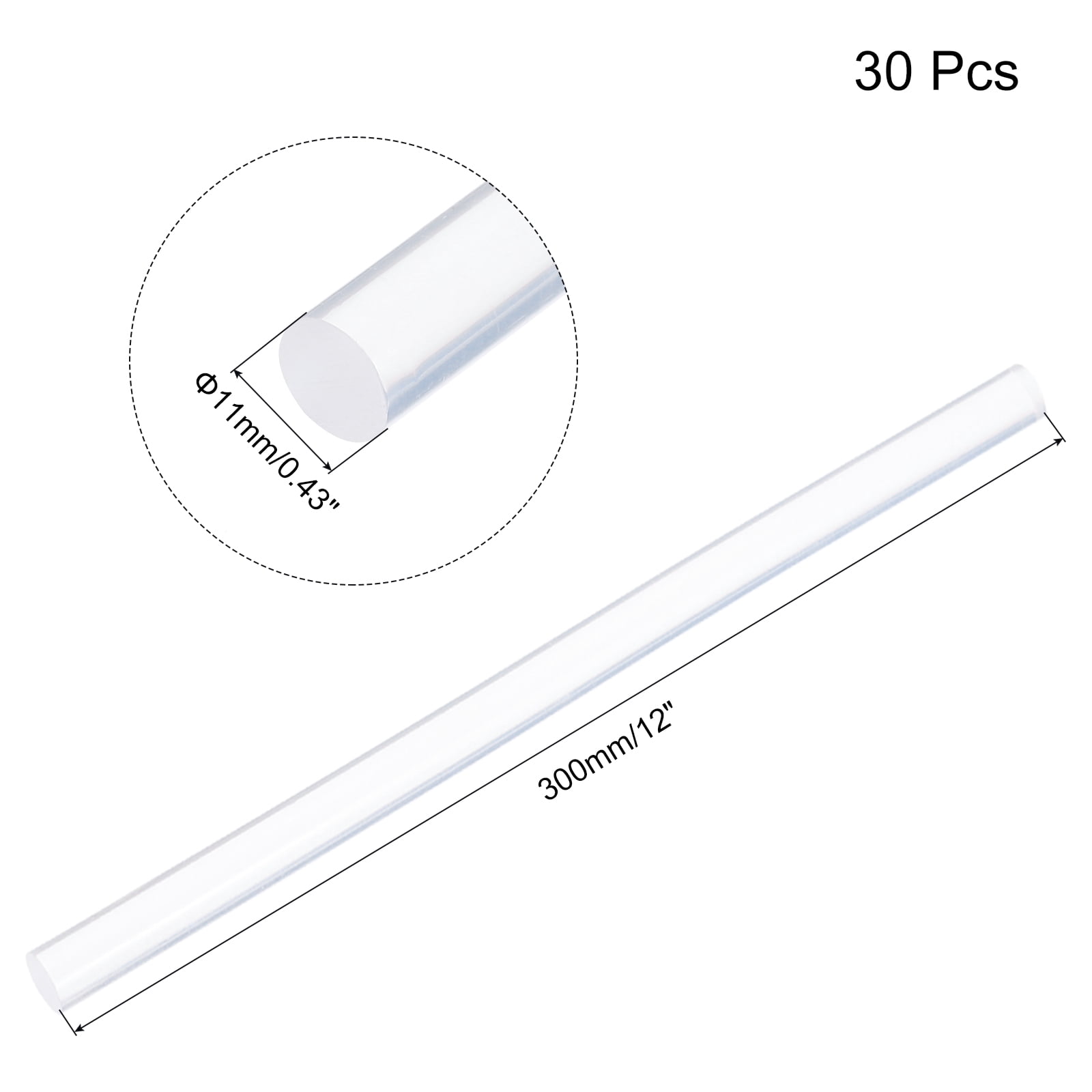 Uxcell Mini Hot Glue Gun Sticks 12" x 0.43" High Sticky Glue Sticks for Glue Gun Clear 30Pcs