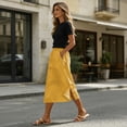 thumbnail image 7 of Skirts for Women Midi Length Casual Side Button Skirt High Waisted Long Flowy Skirt Summer Beach Skirts 2XL, 7 of 7