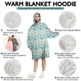 thumbnail image 5 of Wearable Oversized Blanket,Blue Pioneer Flower Pattern Wearable Blanket Hoodie for Adults,Cozy Hooded Blankets with Super Pockets,Super Warm Fuzzy Pullover for Women & Men, 5 of 6