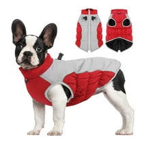 Large Dog Jacket with D-Ring, Dog Windproof Coat Raincoat,Pet Apparel Outfit with Reflective Strips, Winter Warm Vest for Medium Large Dog Red 2XL