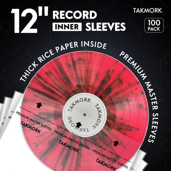 Fundas interiores para discos de vinilo TAKMORK 12 antiestáticas, 100 unidades