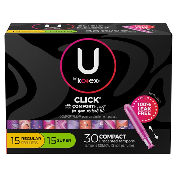U by Kotex Click Compact Multipack Tampons, Regular/Super, Unscented
