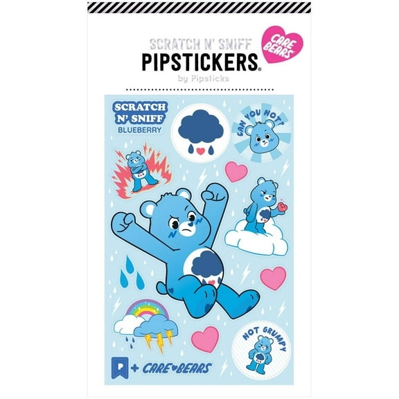 Care Bears Pipstickers Grumpy Bear Scratch N' Sniff Sticker Set (Blueberry Scented!)