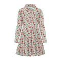 thumbnail image 4 of DISNIMO Strawberry Dress Girls 13/14 Dresses for Kids Long Sleeve Skater Dress for Girls Fruit Dress Kids Swing Dress with Collar Girls Button Dress Youth Midi Dress Children Church Dresses Teenage, 4 of 7