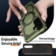 thumbnail image 5 of Magnetic for Samsung Galaxy A26 5G Case with Kickstand, [Compatible with MagSafe] [Military Grade Protection] Ring Stand Heavy Duty Drop Shockproof Rugged Phone Case for A26 5G - Green, 5 of 7