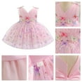 thumbnail image 3 of OBEEII Flower Girls Dresses 3D Butterflies Lace Dress Sleeveless Pink Layered Tulle Dresses Pageant Party Dress for Wedding Ball Gown Communion, 3 of 9
