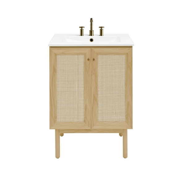 Classe 24" Freestanding Bathroom Vanity in Natural Oak with 3-Hole Centerset Sink Top