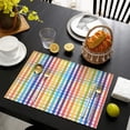 thumbnail image 3 of Colorful Striped Checkered Pattern Summer Placemats Table Placemats Set Of 6-Linen Kitchen Washable Placemats Table Mats 11.8"x17.7" Non-Slip Heat Resistant, 3 of 5