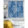 thumbnail image 4 of Navy Blue Coral Coastal Semi Sheer Window Curtains 72 Inches Long, Ocean Nautical Seaside Beach Rod Pocket Voile Silky Chiffon Curtain Light Filtering Drapes for Living Room, 52"x72", 2 Panels, 4 of 9