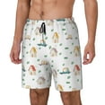 thumbnail image 2 of Uemuo Cartoon House Pattern Mens Swim Trunks Quick Dry Board Shorts with Mesh Lining, Stretch Beach Shorts Quick Dry No-Chafing Board Shorts-Medium, 2 of 9