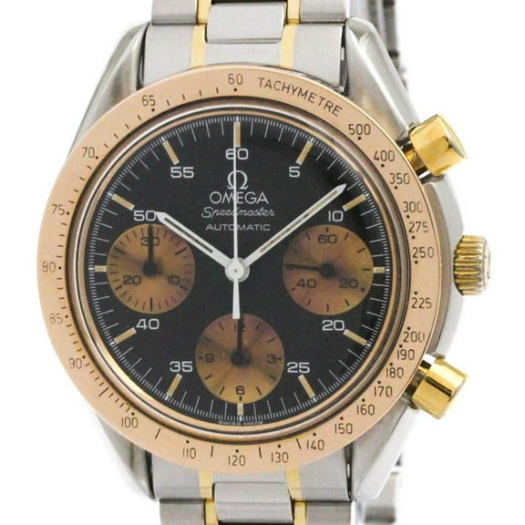 Pre-Owned OMEGA Speedmaster Automatic 18K Gold Steel Mens Watch 175.0033 Polished