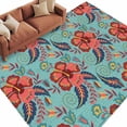 thumbnail image 2 of 5x7 Washable Area Rug, Ethnic Decoration Non-Slip Large Rectangle Rug for Living Room Bedroom, Pastoral Red Cashew Flowers Indoor Floor Mat for Home Decor, 2 of 9