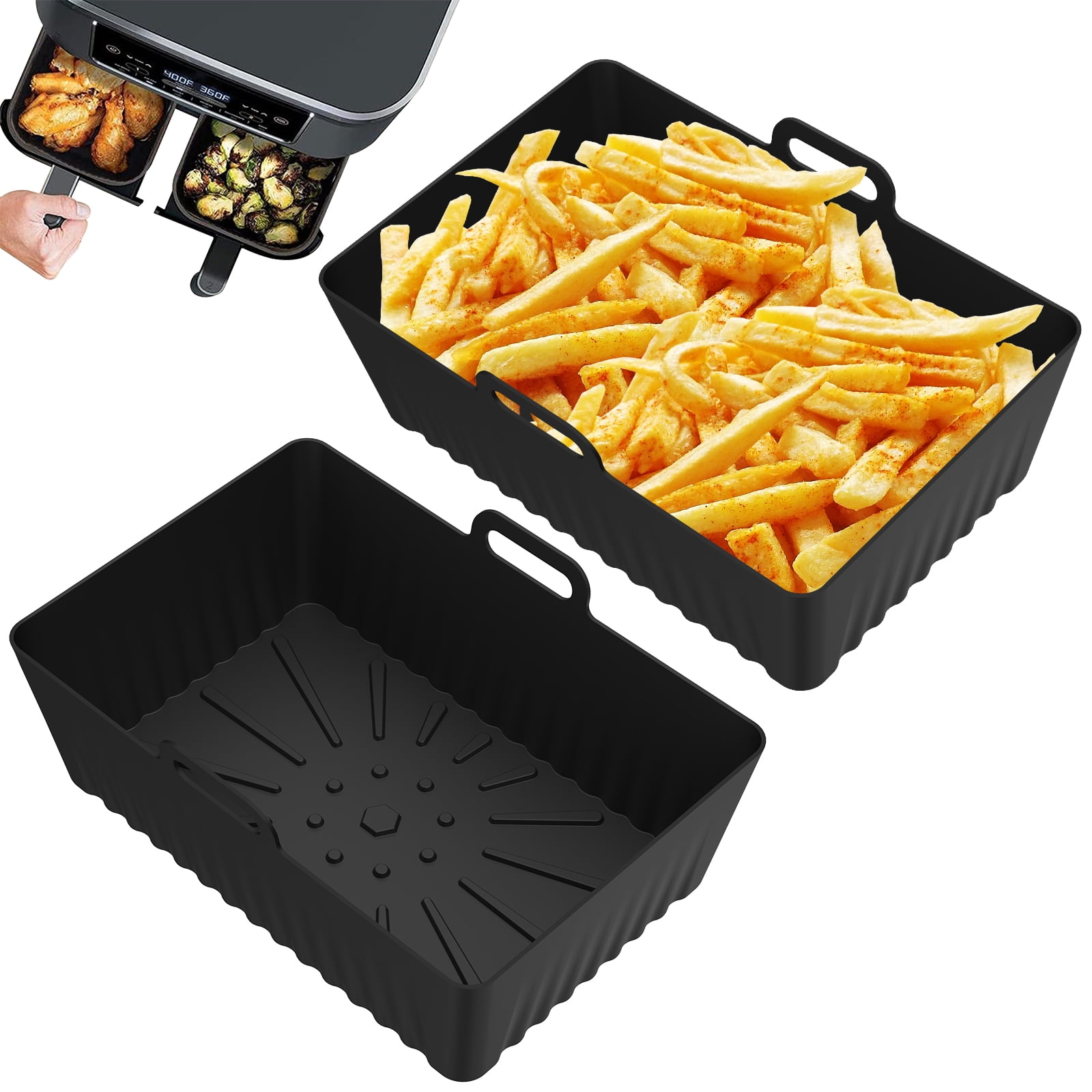 Jokapy 2Pcs Air Fryer Silicone Pot 7.5 inch Silicone Air Fryer Liner Air  Fryer Basket No-Stick Air Fryer Pan for Air Fryer Oven Microwave