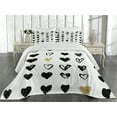 thumbnail image 2 of Ambesonne Love Quilted Coverlet 3 Pcs, Small Heart Hipster, King Size, Tan Black White, 2 of 4