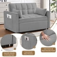 thumbnail image 4 of 53 inch 3-in-1 Convertible Sofa Bed  Pull Out Sofa, Multi - Functional Loveseat Sleeper with Adjustable Back, Side Pockets & Smooth Wheels, Velvet Upholstered for Living Room, Gray, 4 of 7