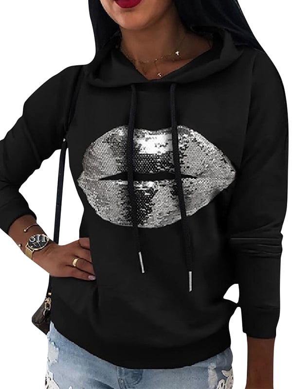 womens sequin hoodies