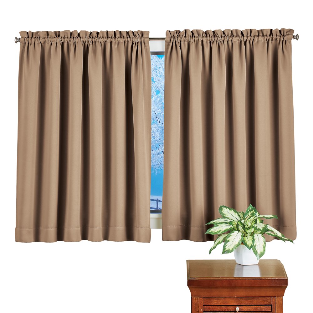 Rod Pocket Short Blackout Curtain Panel Reduces Light and Noise