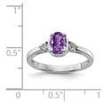 thumbnail image 2 of White Sterling Silver Ring Band Gemstone Amethyst Oval Purple Diamond Round, 2 of 2
