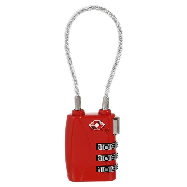 Candado de seguridad para equipaje TSA-335 aprobado por la TSA con combinación de 3 dígitos y contraseña (rojo)