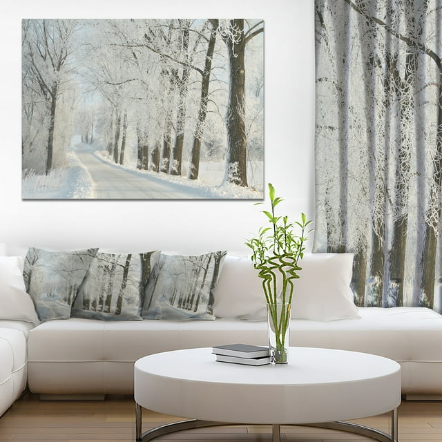 Winter Road in Dense Foggy Forest - Large Forest Canvas Art Print