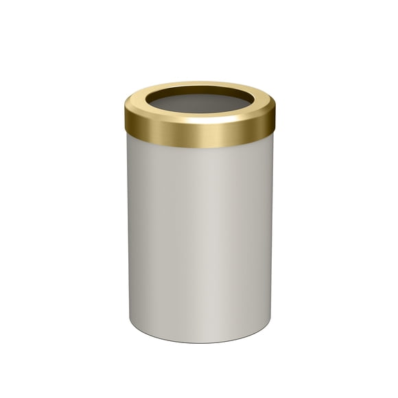 Gatco Poubelle Ronde Moderne, Combo Perle Mate et Laiton Brossé - Poubelle en Acier Inoxydable avec Couvercle Amovible, Étanche, Capacité de 3 Gallons