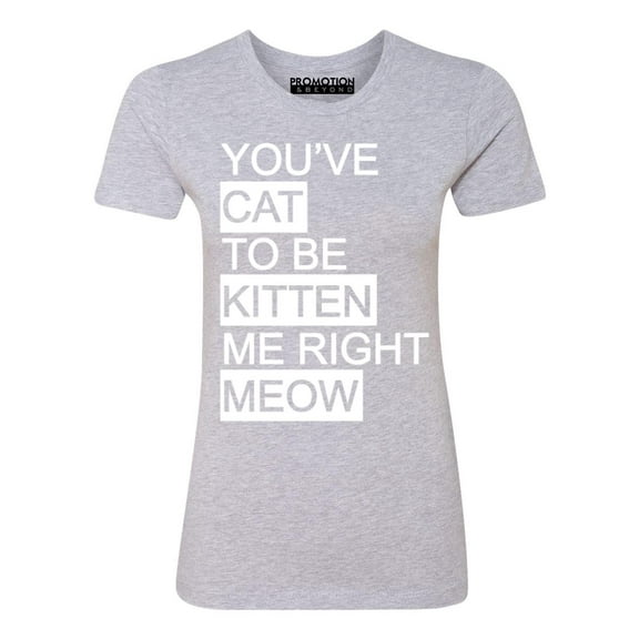 P&B You Cat to Be Kitten Me Right Meow Women's T-shirt, Heather Gray, L
