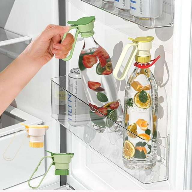 COM1950s Multifunctional Kitchen Bottle Dispenser with Spout Filter, Adapter for Different Sizes and One-Hand Press Operation, Portable Oil Control and Beverage Attachment for Home Bar Use