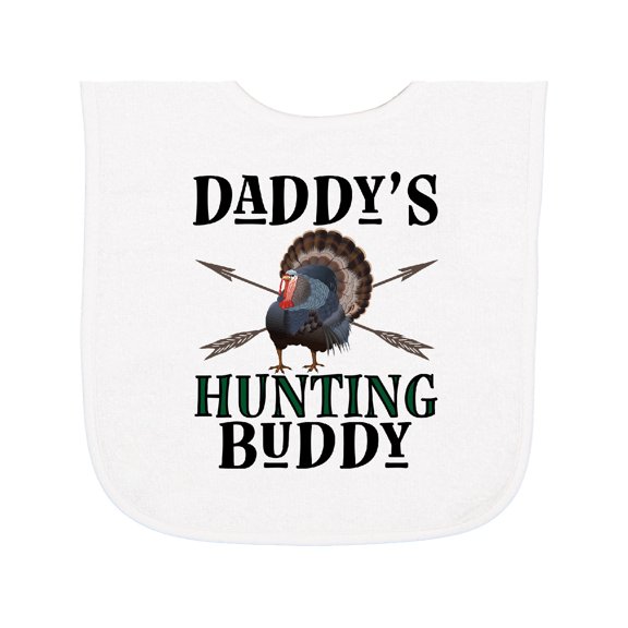 Inktastic Turkey Hunter Daddys Hunting Buddy Baby Terry Cloth Bib