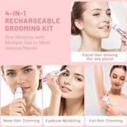 4 in 1 Electric Razor for Women Cordless Hair Removal Ladies Shaver Painless Body Hair Trimmer Remover Rechargeable Epilator for Bikini Facial Nose Ear Eyebrows Leg